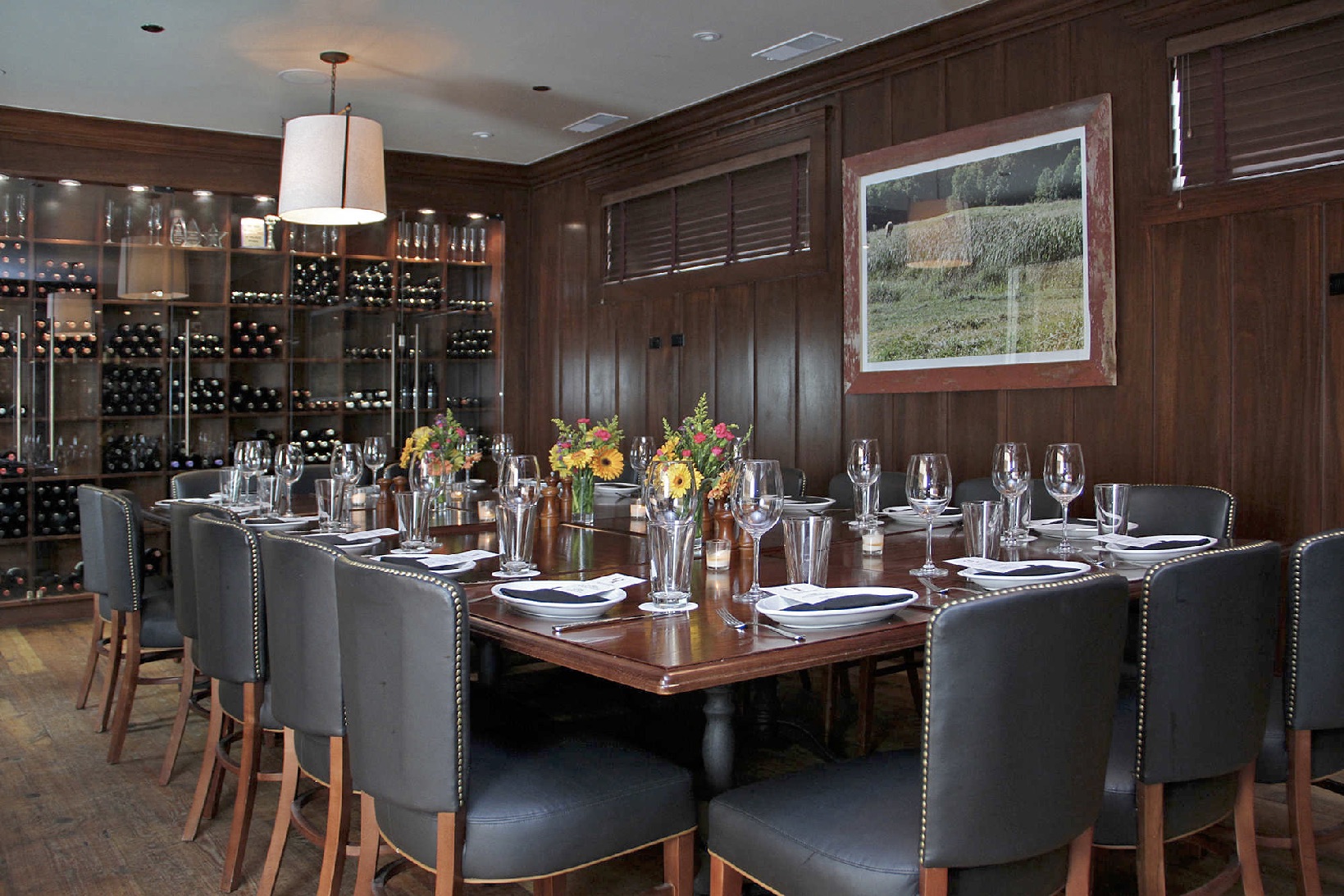 The Wine Room, which seats up to 30 guests, is perfect for that board meeting.